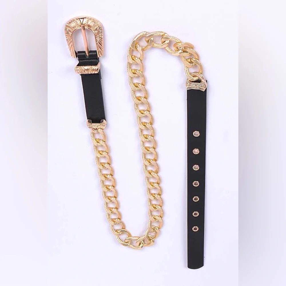 Vegan Leather Chain Statement Belt